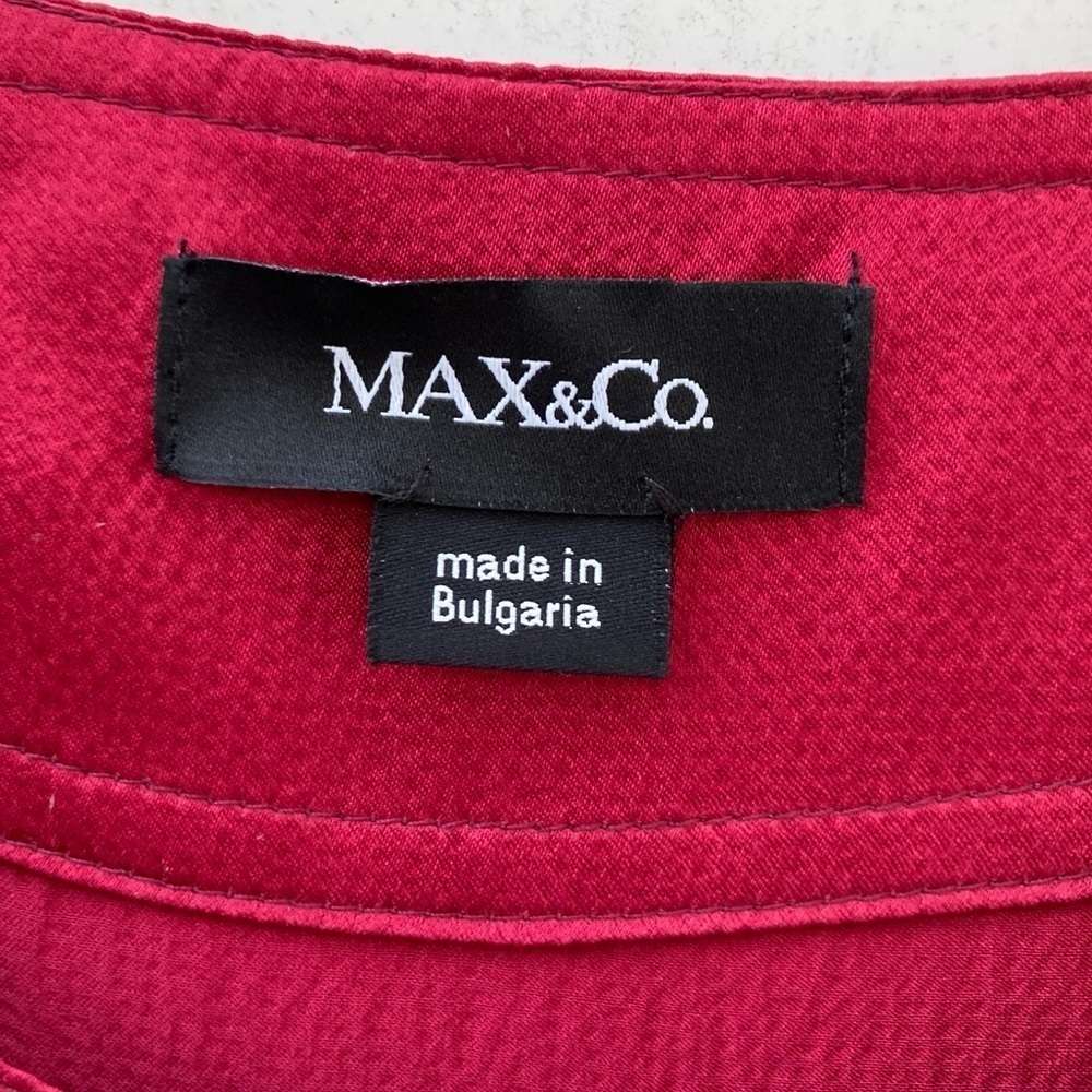 Max Studio 100% Silk Dress Sheer Sleeves Red Size 2 - Picture 2 of 5